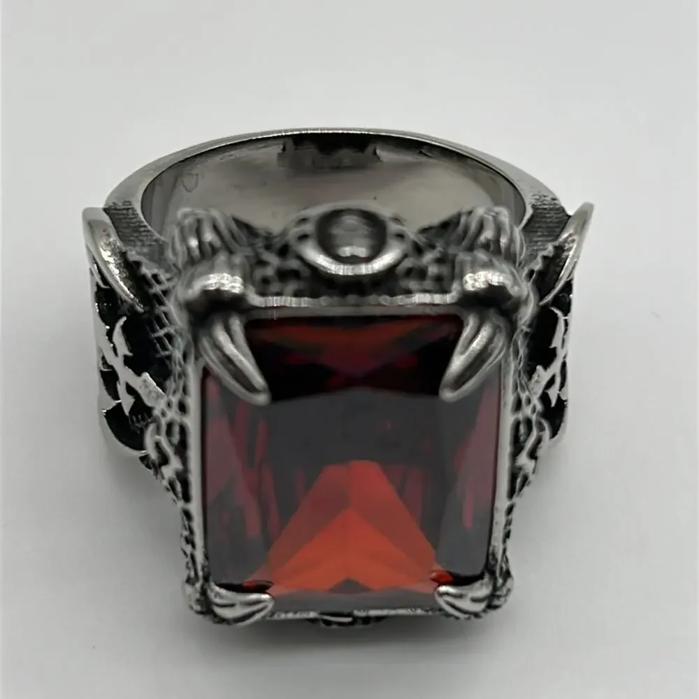 Men's Ring With Red Zirconia Size 12 NWT